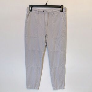 ANTHROPOLOGIE Cotton/Tencel Light‎ Gray Drawstring Waist Cargo Pants Sz Medium